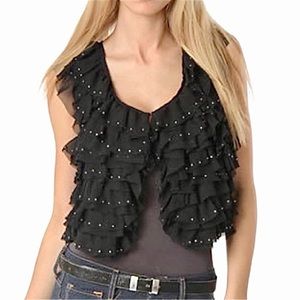 Romeo & Juliet Couture ruffled vest with studs black
